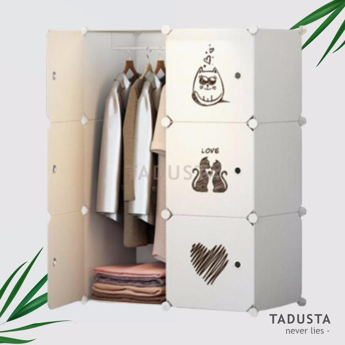 Kualitas Terbaik] Lemari Baju Pakaian Rak Susun Plastik 6 Pintu - Putih