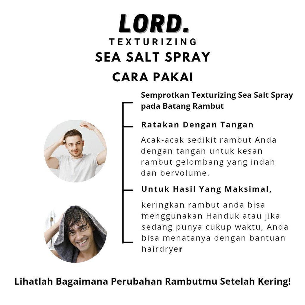 Texturizing Sea Salt Spray Lord Official Haircare Pria Wanita