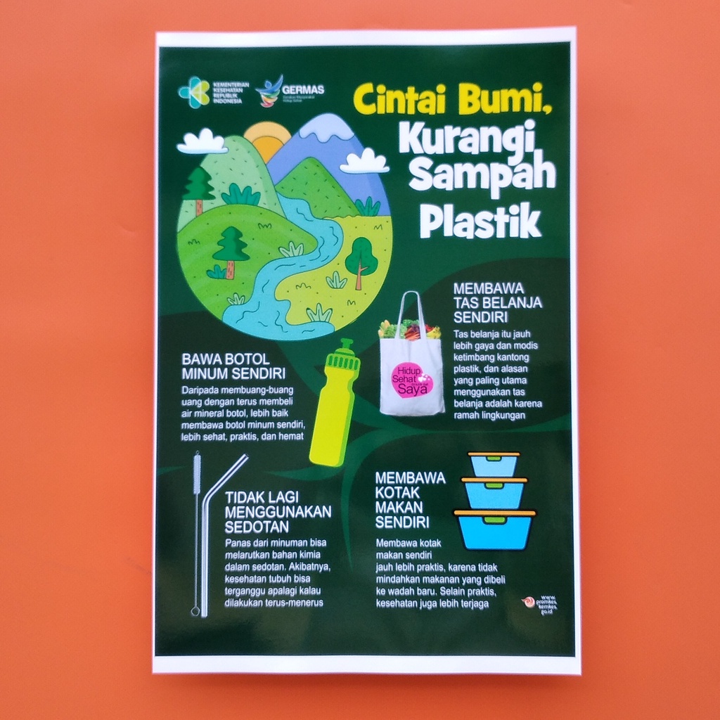 Jual Poster Edukasi Kurangi Sampah Plastik Poster Cinta Lingkungan Sudah Di Laminasi Hanya 