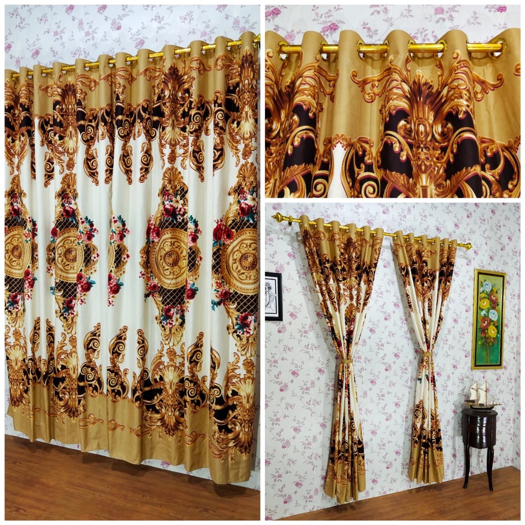 Gorden Polos Embos murah smokring 12 lubang Pintu Jendela Gorden Coklat polos Gordyn Hordeng Tirai-LUXURY T220X135