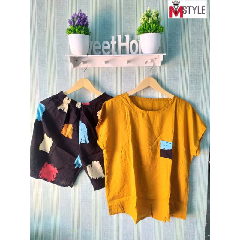 Baby doll pendek rayon motif kekinian