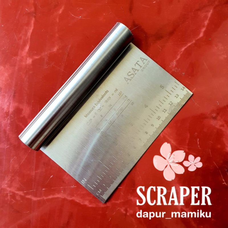 DAPURMAMI ( Scraper kotak Gagang Stenlis ) Pemotong Adonan Stainless Scrapper Penggaris Kue 15 cm