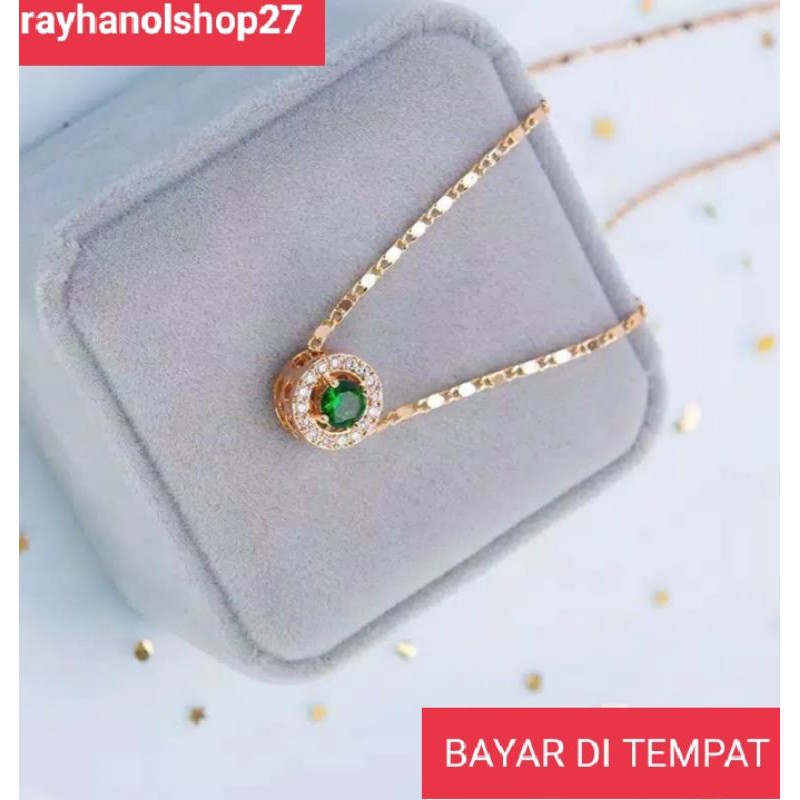 XUPING TERBARU KALUNG LIONTIN BATU PERMATA MEWAH ELEGAN LAPIS EMAS