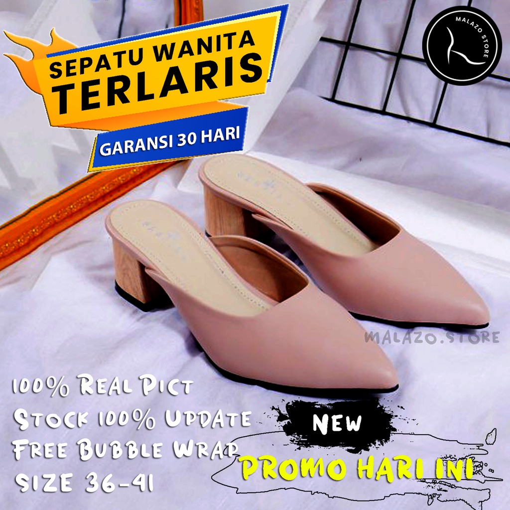 sepatu mules shoes heels 5 Cm casual wanita cewek  dewasa formal kekinian  premium terbaru import