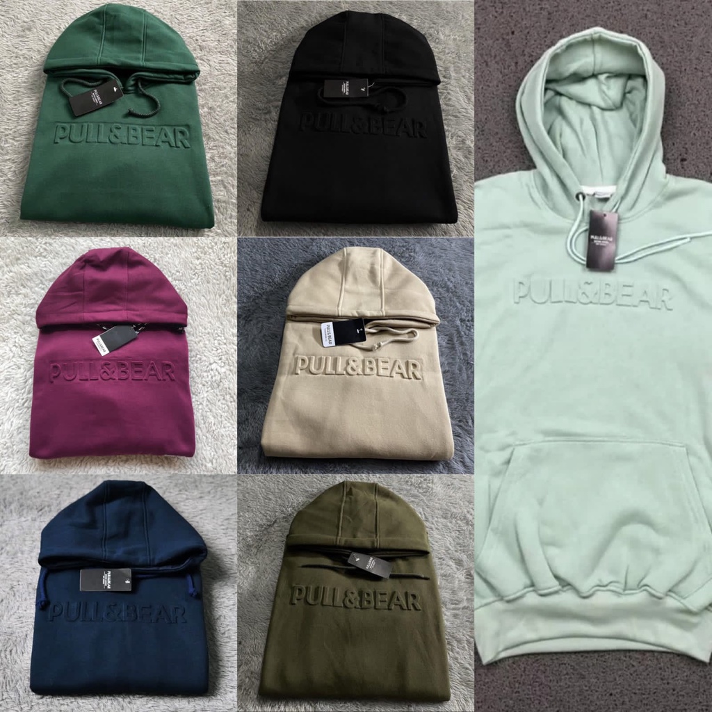 jaket/sweater hoodie pull and bear embos pria dan wanita