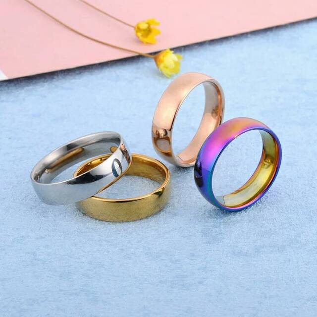 Cincin kawin Tunangan Pacar Pasangan Titanium Perak Emas Rose Gold Polos