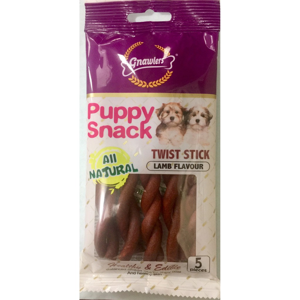 Gnawlers Puppy Snack Twist Stick Lamb 5pcs - 05734