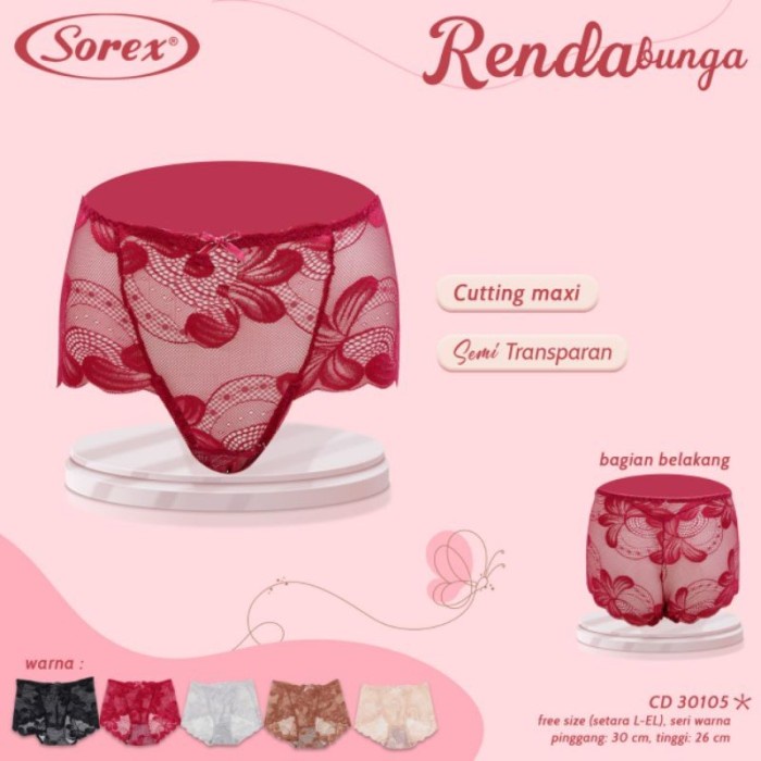 CD Celana Dalam Maxi Renda Brukat Brokat Semi Transparan Sorex 30105