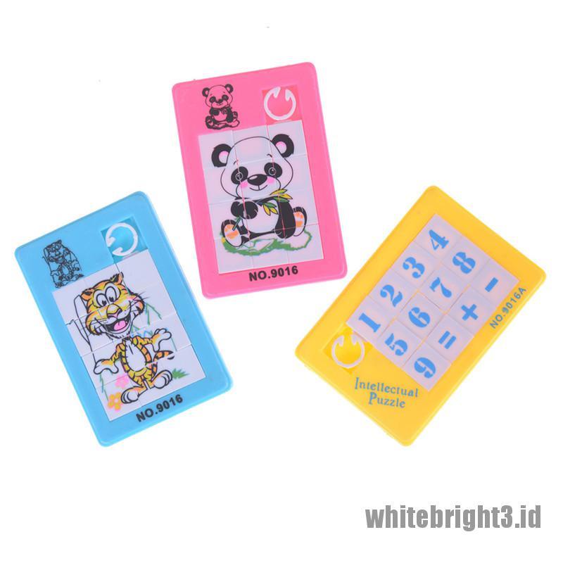 (white3) Mainan Edukasi Puzzle Geser Motif Hewan / Angka Untuk Anak