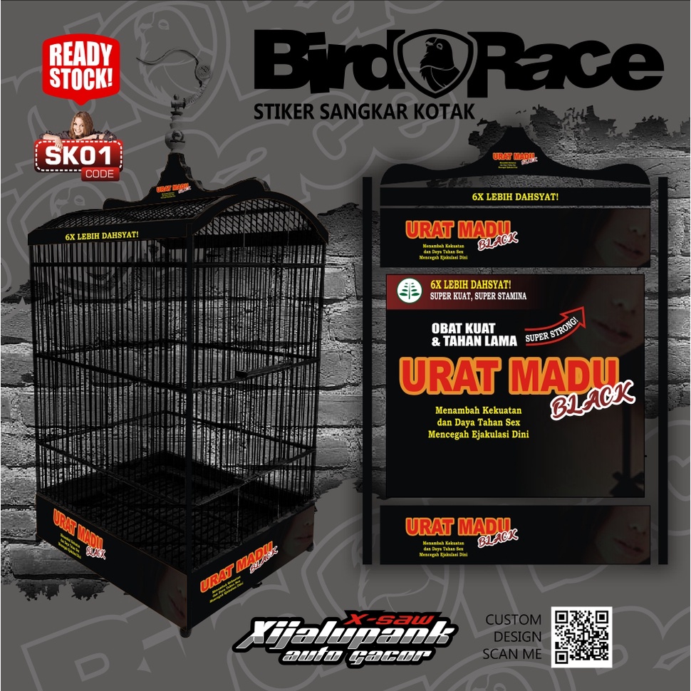 Stiker SANGKAR KOTAK KK No 1 No 2 No 3 Sticker Kandang Burung