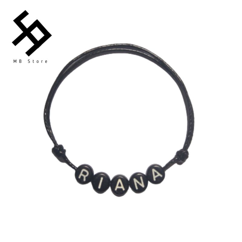 ⚠️Huruf R habis. Gelang tali nama huruf custom bentuk bulat