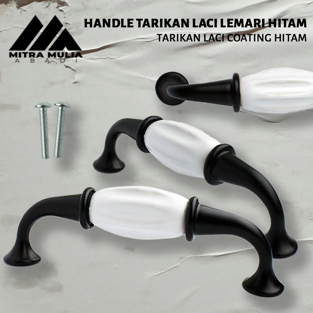 tarikan Laci Coating Hitam | Handle Gagang Pintu Lemari | Handle Laci - 9009