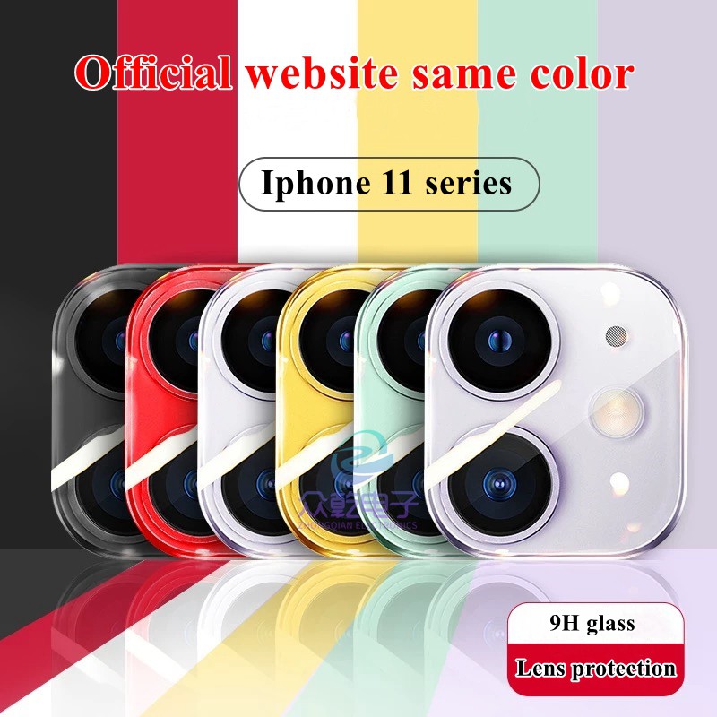 Film pelindung warna kaca lensa resmi yang sama untuk pelindung kamera iPhone 11 Pro Max