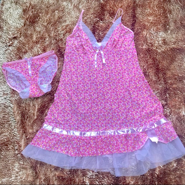 Lingerie set pink polkadot felancy