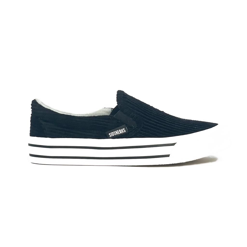 SIDSNEAKS - Sepatu Slip On Exelas Corduroy Black White