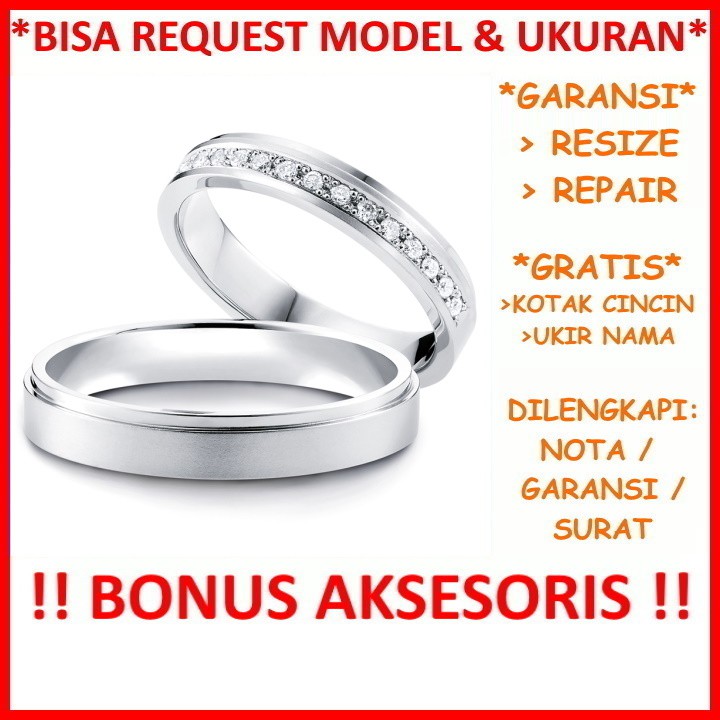 Gratis Ukir Nama Garansi Silver Asli Bisa Pesan Model Cincin Couple Perak Tunangan Mas Kawin Id607