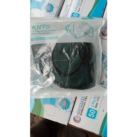 MASKER KN95 WARNA HIJAU ARMY 1 PACK ISI 10PCS KEMASAN PLASTIK