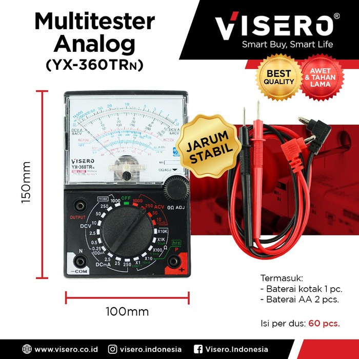 Multitester/ Avometer/ Multimeter Analog Visero YX-360 TRN + Battery