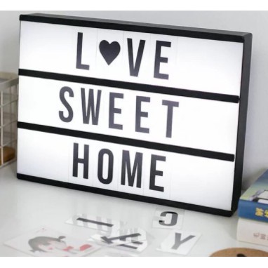 Lampu Cinema Light Box A5 Dekorasi Huruf/Lampu Hias Message DIY Kotak Sinema Kamar Cafe Led Lightbox Led Box Alphabet Light Message Box DIY Light Box Huruf Sinematik LED Message Board