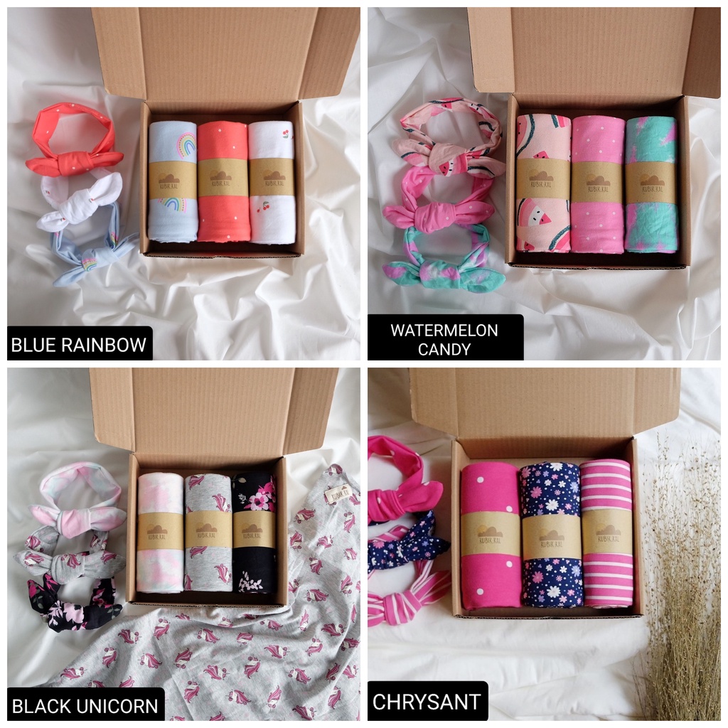 Swaddle/Bedong + Bandana KUBIK KAL (dijual per motif/satuan)