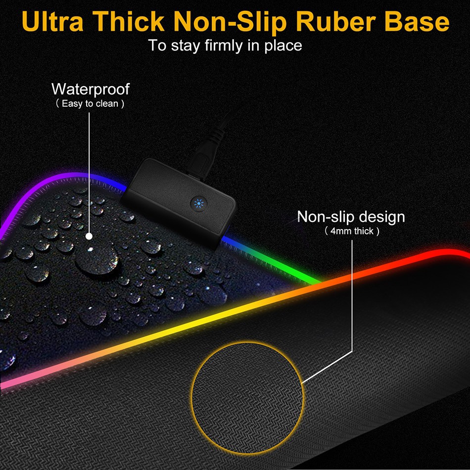 Gaming Mouse Pad XL RGB LED 300 x 900 mm - iAhead  - Black