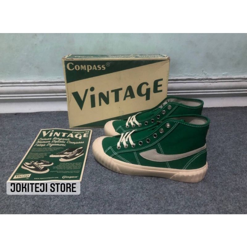 [100% Original] Sepatu Compass Vintage High Green 37