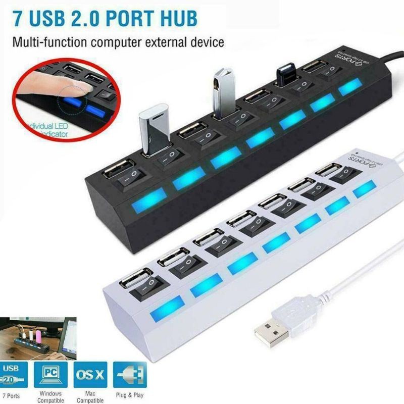 Sambungan Kabel Charger Saklar 7 Port On/Off High speed 7in1 4in1 4 Usb