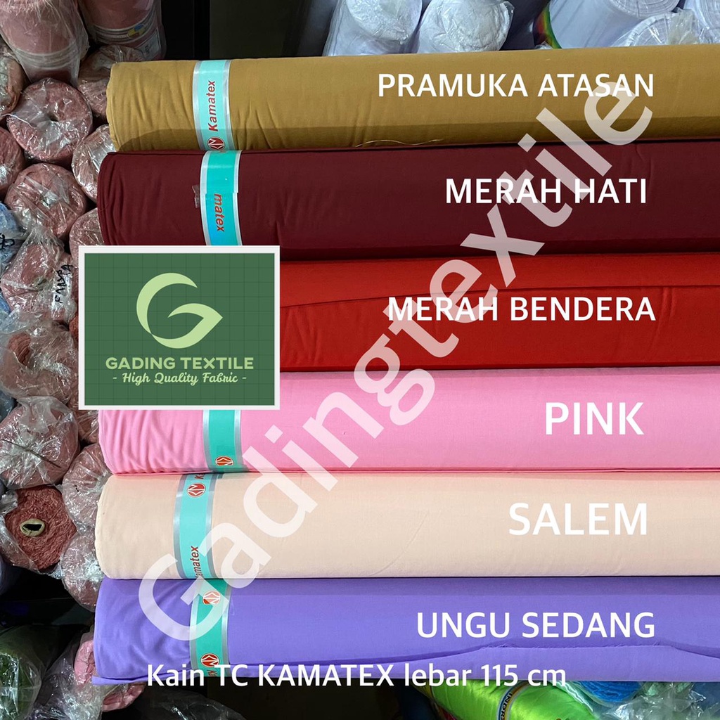 ( per 1 roll ) Kain tetoron katun warna kelir TC KAMATEX lebar 115 cm isi 54 meter bahan baju kemeja hem seragam sekolah kerja gamis koko dress kerudung jilbab jilbab mori kafan craft kerajinan tangan taplak meja bendera umbul umbul dekorasi dekor