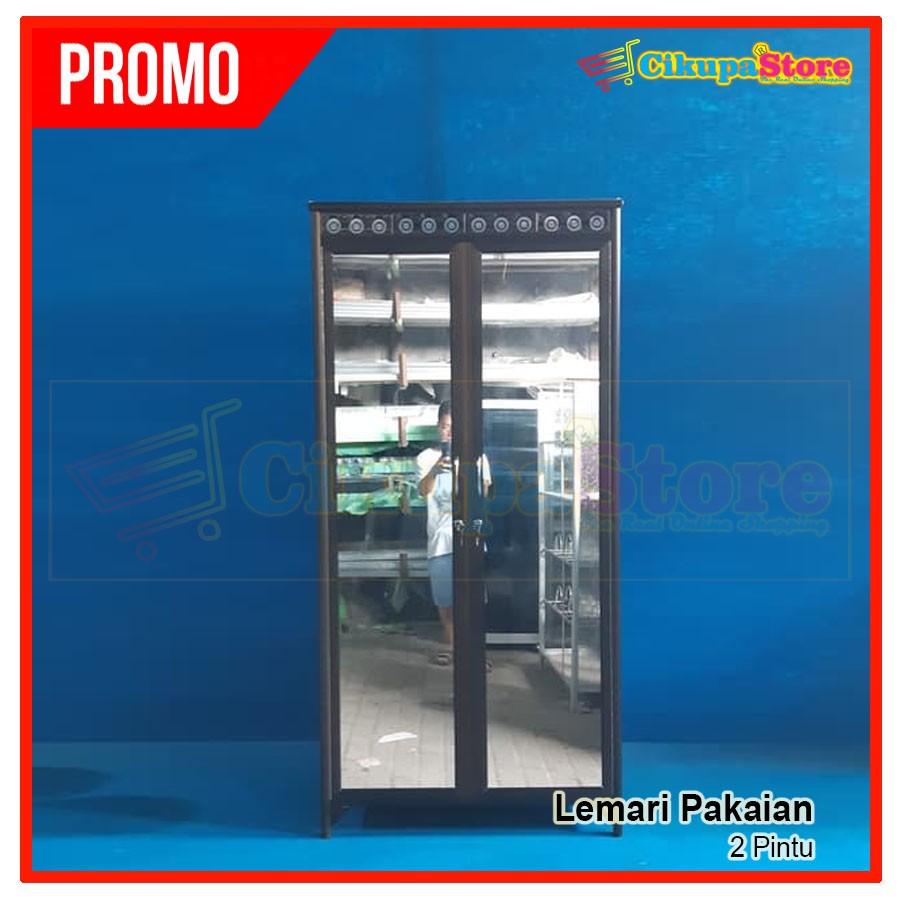 Lemari Baju Full Kaca 2 Pintu Super LBS 999-86