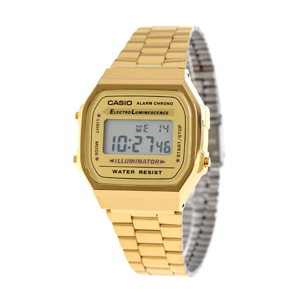 ARLOJI JAM TANGAN CASUAL ILLUMINATOR DIGITAL CASIO GOLD VINTAGE RETRO PRIA ORIGINAL ORI A168WG-9WDF