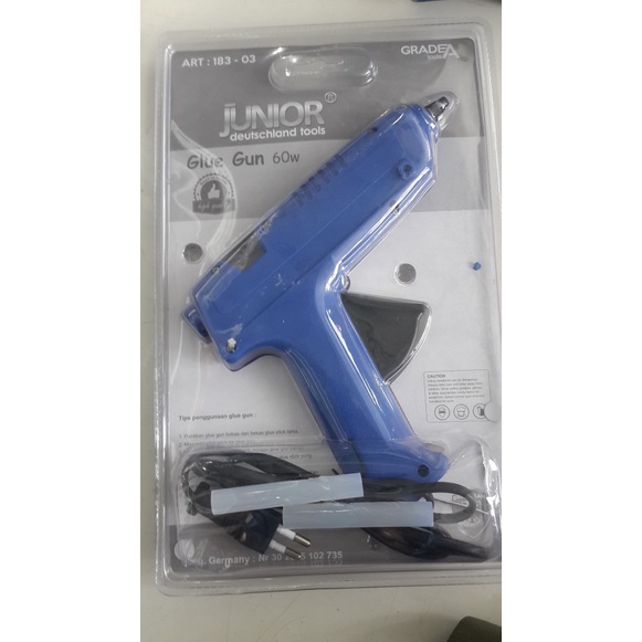 

vnvj02f Junior Glue Gun Tembakan Lem Glue Stick Batangan 60 Watt Biru E05D10