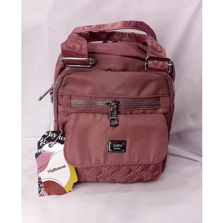 TAS SELEMPANG WANITA ORI SIGHMON KANVAS BORDIR 3Sleting