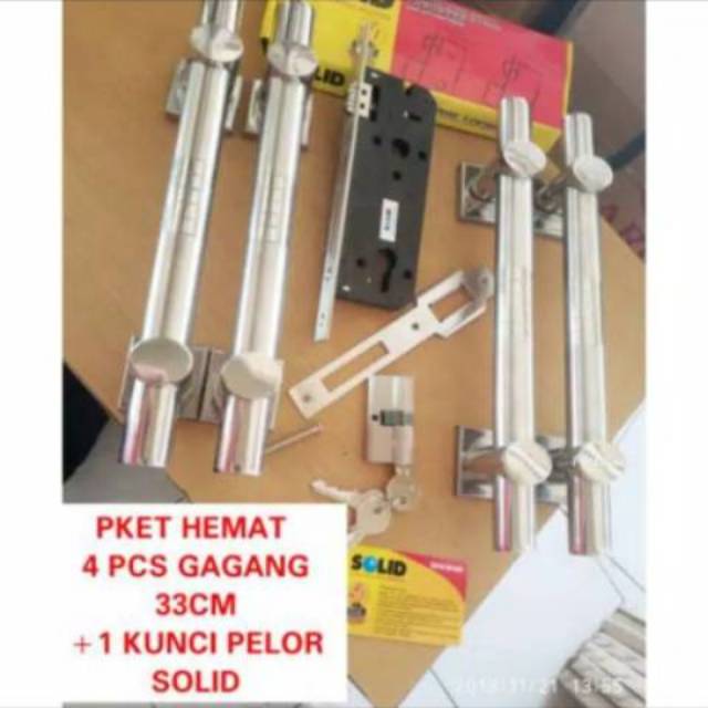 Kunci Pintu Kupu2/double Komplit, 1 Set Kunci Pelor+4 Pcs Ph Stanlis