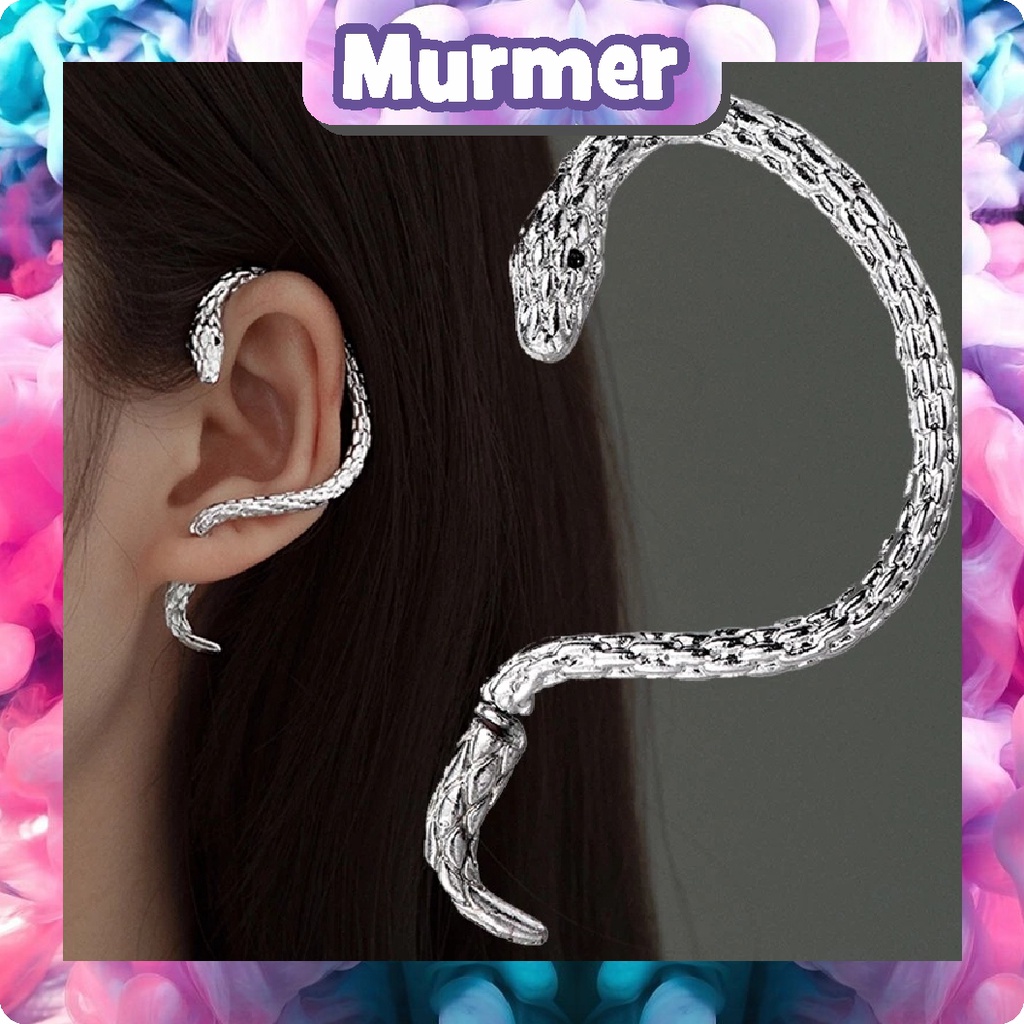 MurmerOfficial  Anting Ear Cuff Bentuk Ular Gaya Retro Vintage Gothic Rock Punk