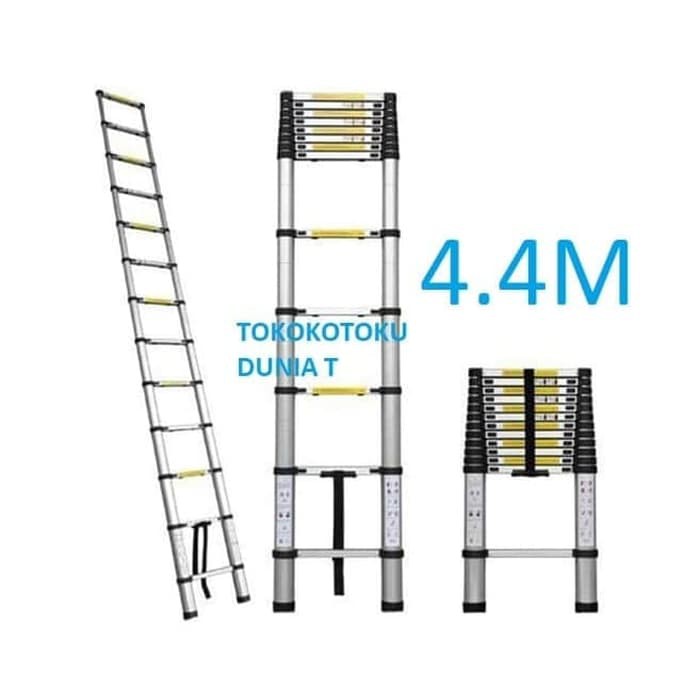 Tangga Teleskopik 4.4M Aluminium Single Telescopic Ladder 4.4 M