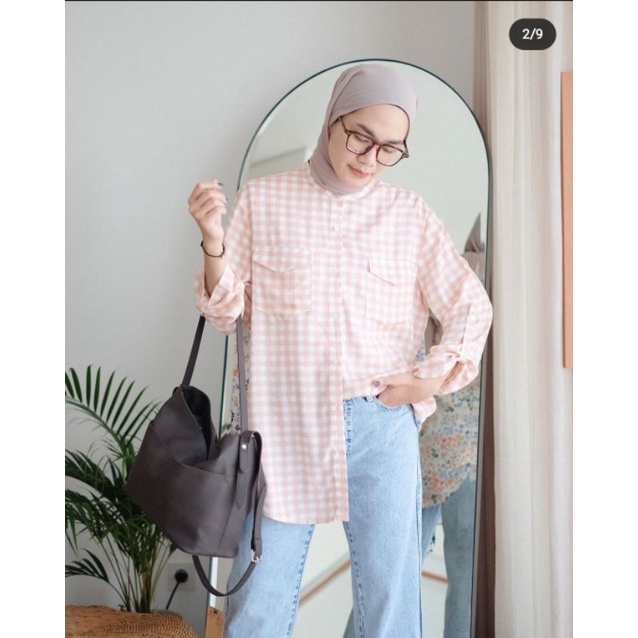 Giara Checked Peach Kalani Label