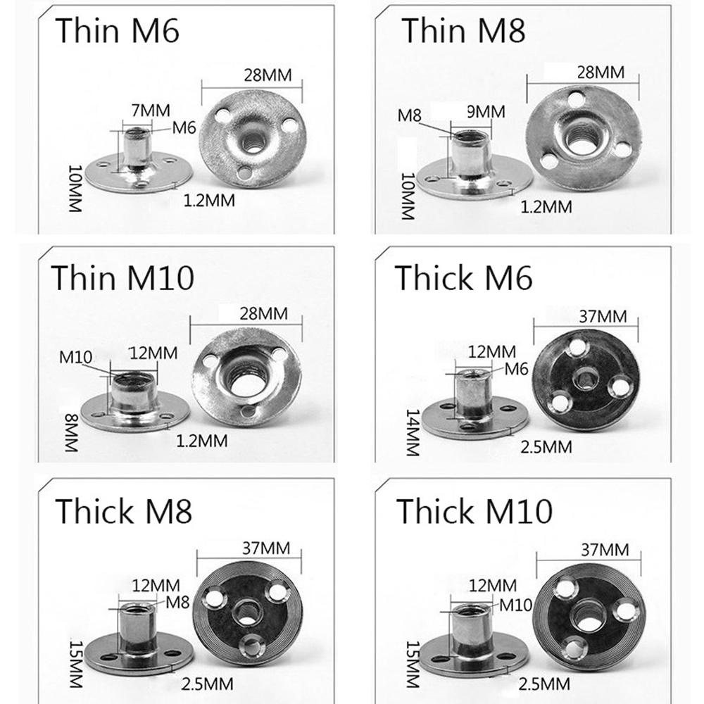 QUINTON T Nuts Carbon Steel 10pcs Galvanis Hardware Tee Nuts Splint Aksesori Furniture