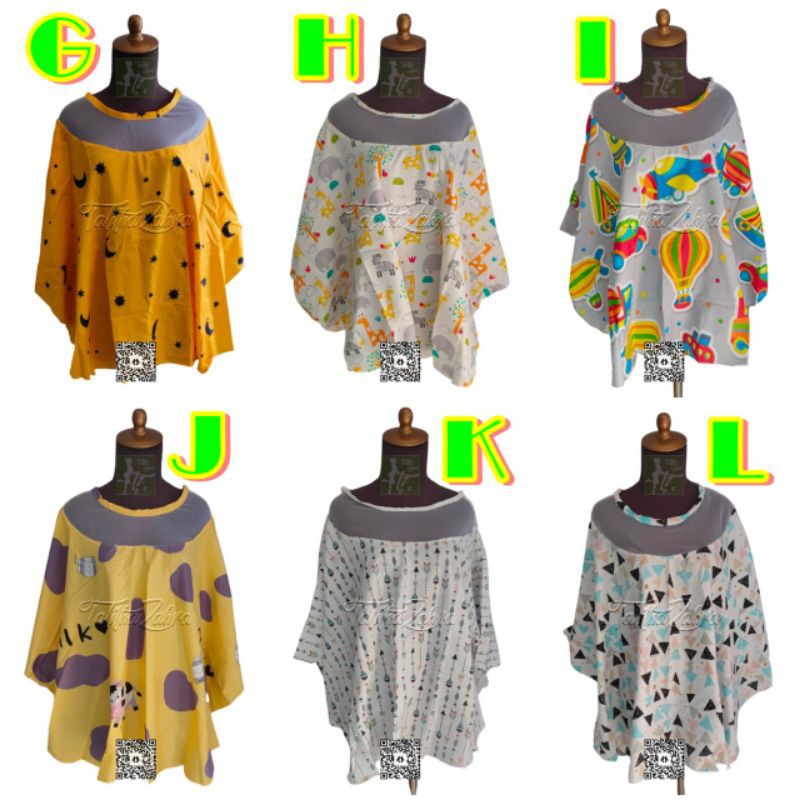 READY STOCK Apron Menyusui Melingkar Jaring / Penutup Menyusui / Nursing Cover motif lucu free pouch