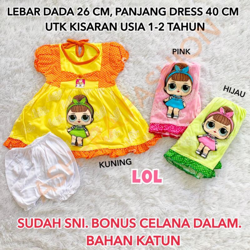 DRESS YLIN Y-LIN ANAK PEREMPUAN CEWEK BATITA 1 2 TAHUN ROK LUCU KATUN SNI MURAH BAGUS ADEM LEMBUT