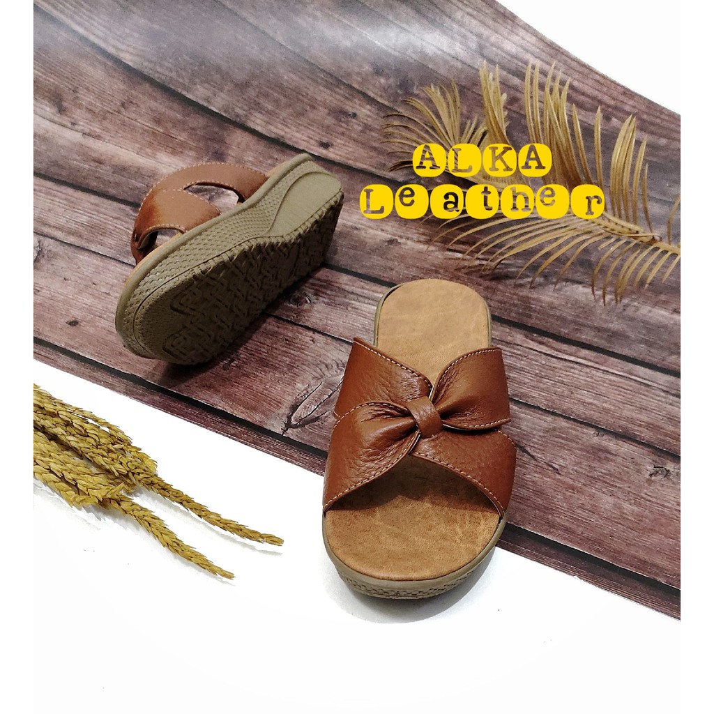 Sandal Wanita Sandal Kulit Garut Model Wedges