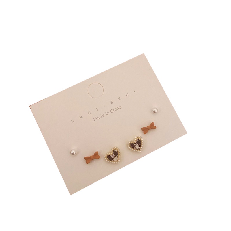 6pcs / Set Anting Tusuk Bentuk Hati / Pita / Mutiara Bahan Resin Gaya Korea Untuk Wanita