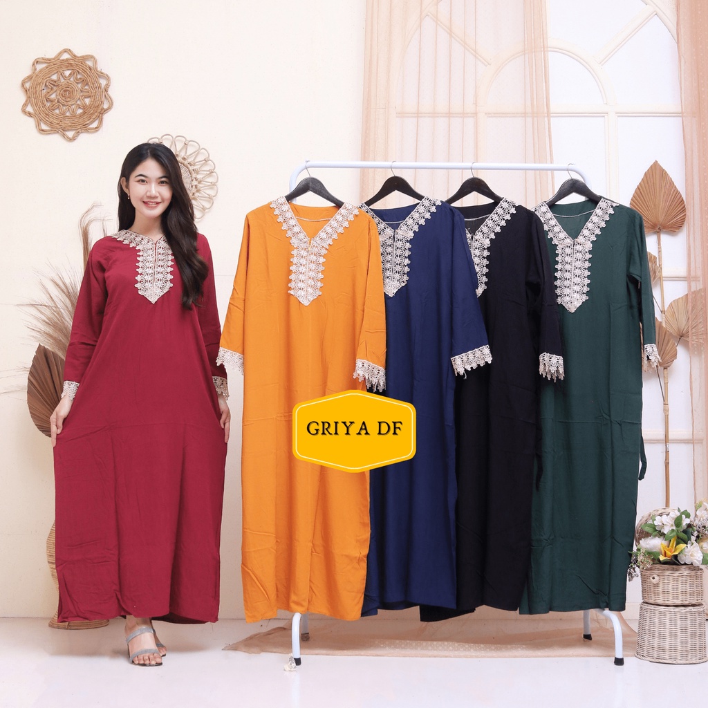 Longdress Daster arab renda jumbo LD 110cm &amp; 125 cm busui lengan panjang