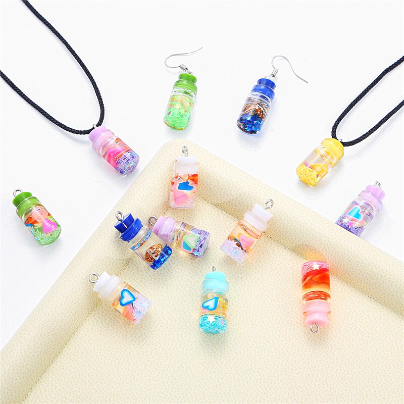 NEW 6PCS 20x10mm Mini Glass Bottles Pendant Ornaments Jewelry Making For Keychain Necklace Pendant Jewlery Findings