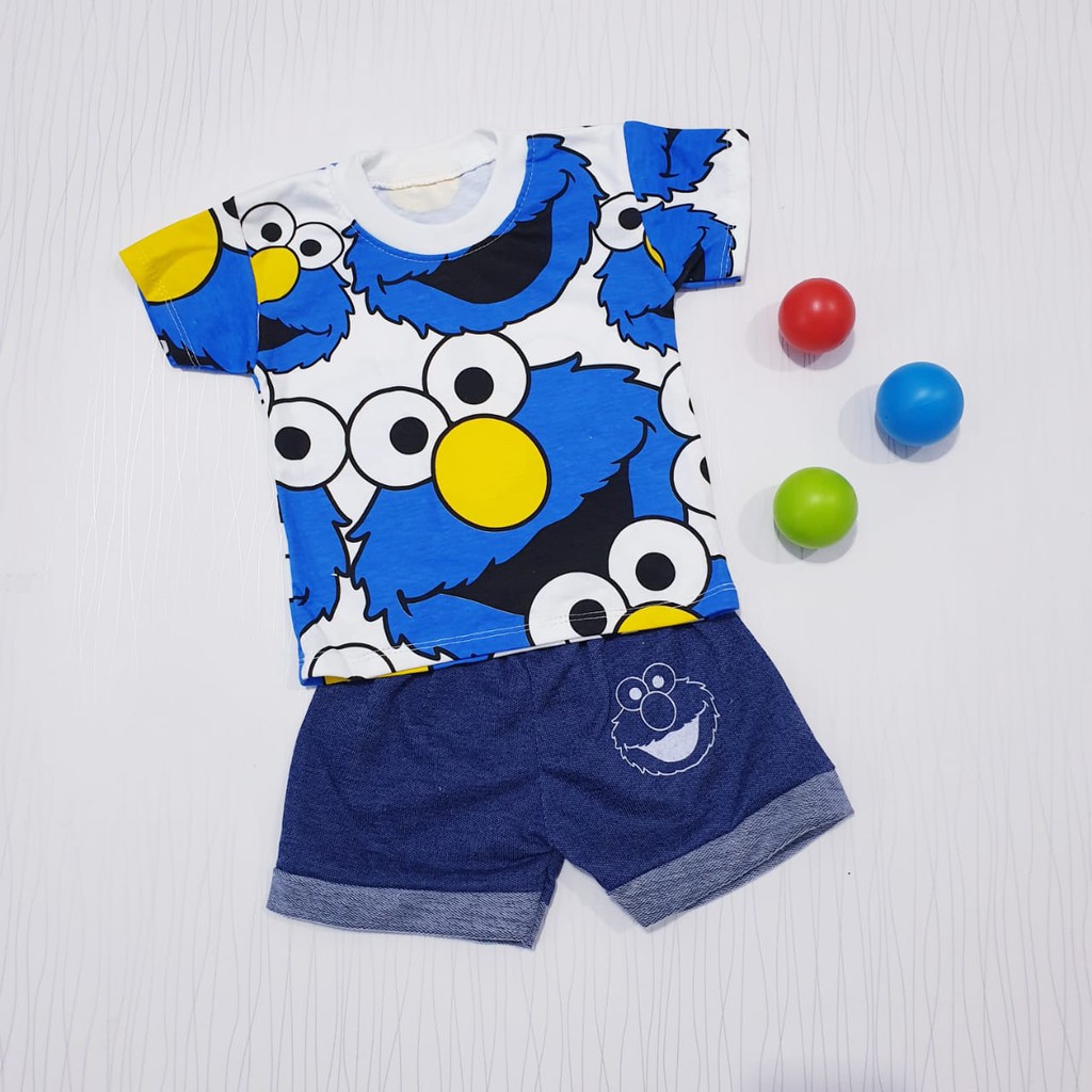 cyand clothing - setelan pakaian anak laki-laki elmo / baju bayi cowo