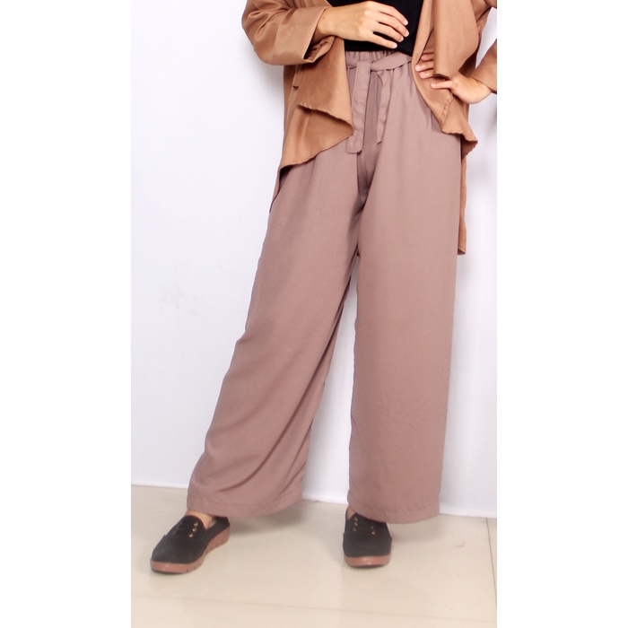 (MURAH) CELANA KULOT PANJANG WANITA / KULOT TALI MOSCREPE WOLFIS / CELANA KULOT RIBBON PANTS