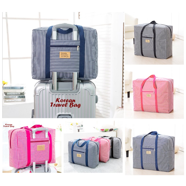 TS Korean Travel Bag Motif SALUR (Tas travel ukuran besar, super praktis) Kualitas Bagus
