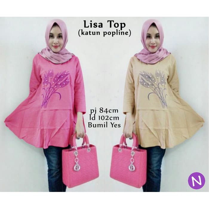 58349 lisa top/baju tunik murah/atasan muslim wanita murah/blouse