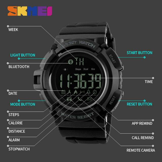 Skmei 1245 digital Bluettoth original WR