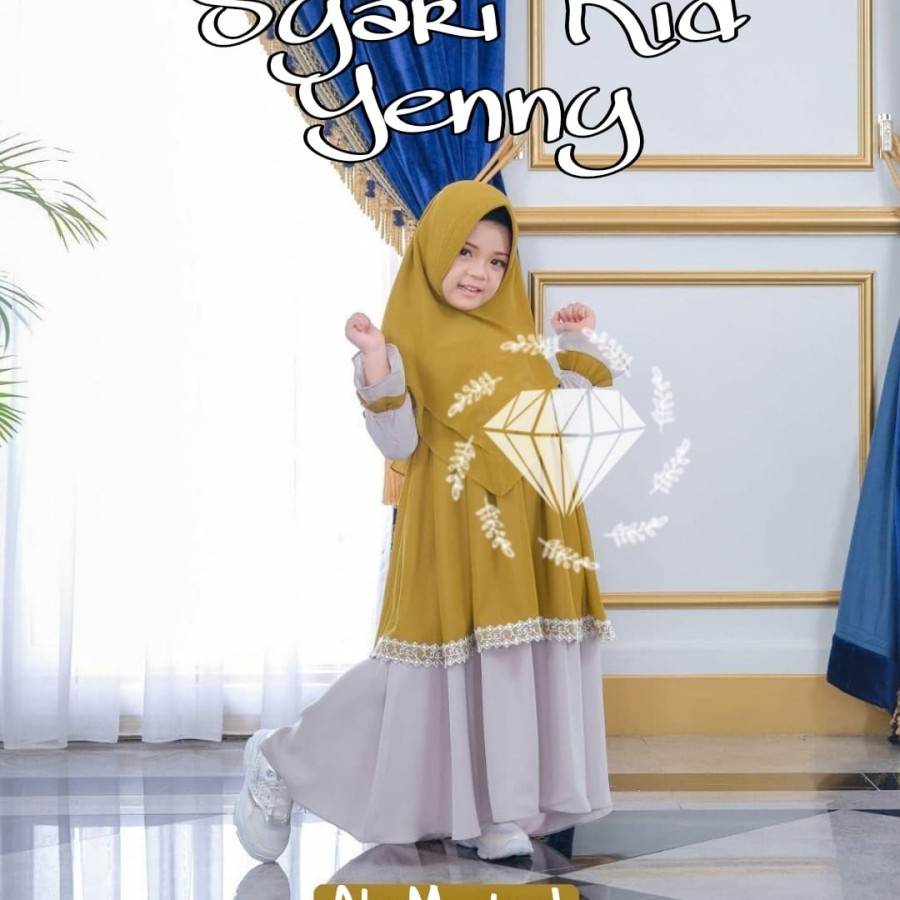 Gamis Anak Perempuan Umur 10 - 12 Tahun LD 84  Syari Bergo Yenny / Baju Muslim Anak Cewek Terbaru Ke