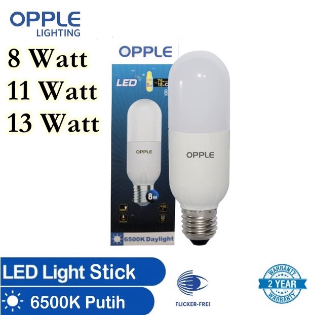 Lampu LED Stick Opple 8 11 13 Watt Putih GARANSI - Lampu Bohlam LED Garansi 8w 11w 13w Opple